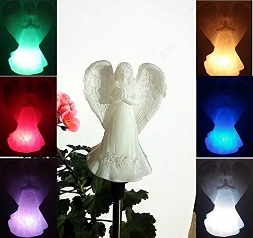 Beautiful Solar Angel Light  Ivory Cream Praying Angel  Multi-color Color 